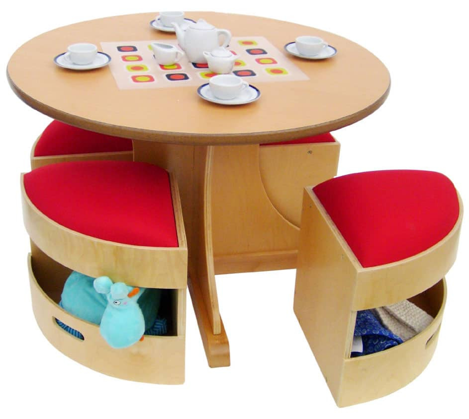 Round Kids Table
 MODERN KIDS TABLE WITH STORAGE STOOLS
