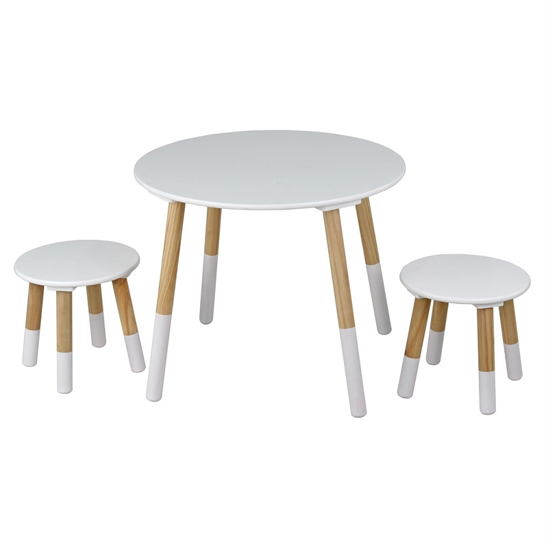 Round Kids Table
 Kids Round Table with 2 Stools White and Oak