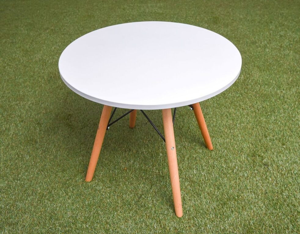 Round Kids Table
 White Round Kids Table with wooden legs Bathurst