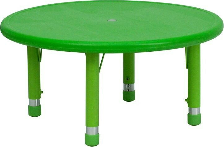 Round Kids Table
 33 Round Height Adjustable Green Plastic Preschool