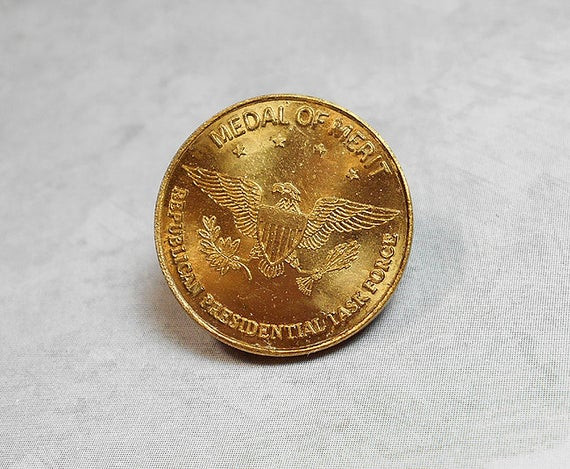 Round Pins
 Vintage Lapel Pin Tack Pin Round Eagle Medal of Merit