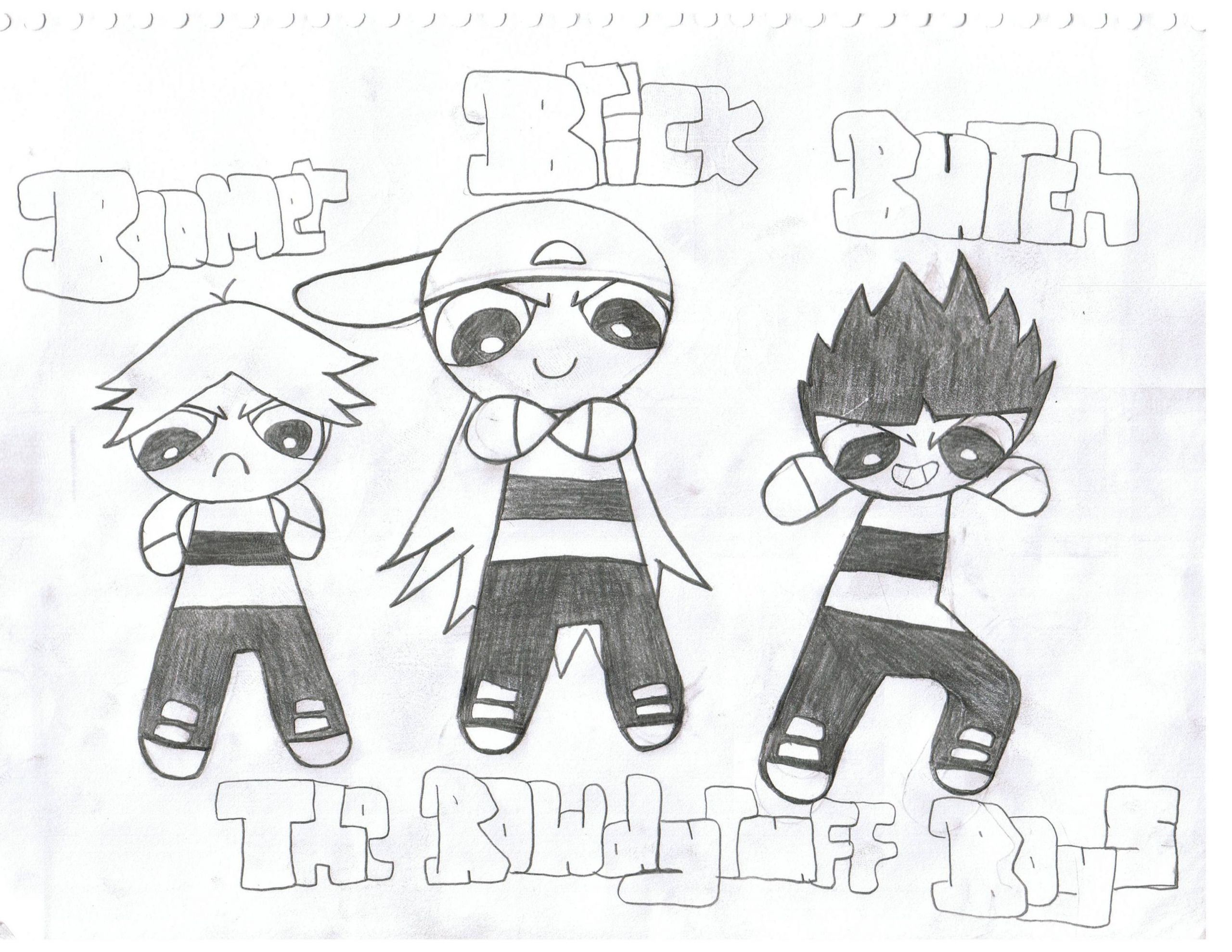 Rowdyruff Boys Coloring Pages
 The RowdyRuff Boys Uncolored by kh2 SORA kidd63 Fanart