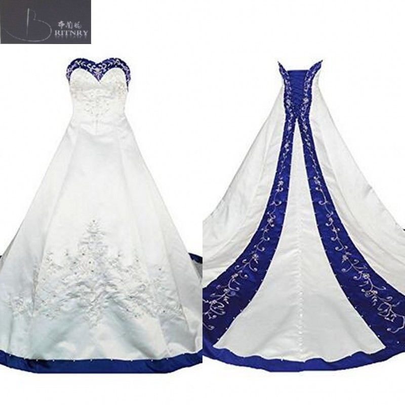 Royal Blue And White Wedding Dresses
 classic royal blue and white wedding dresses sweetheart