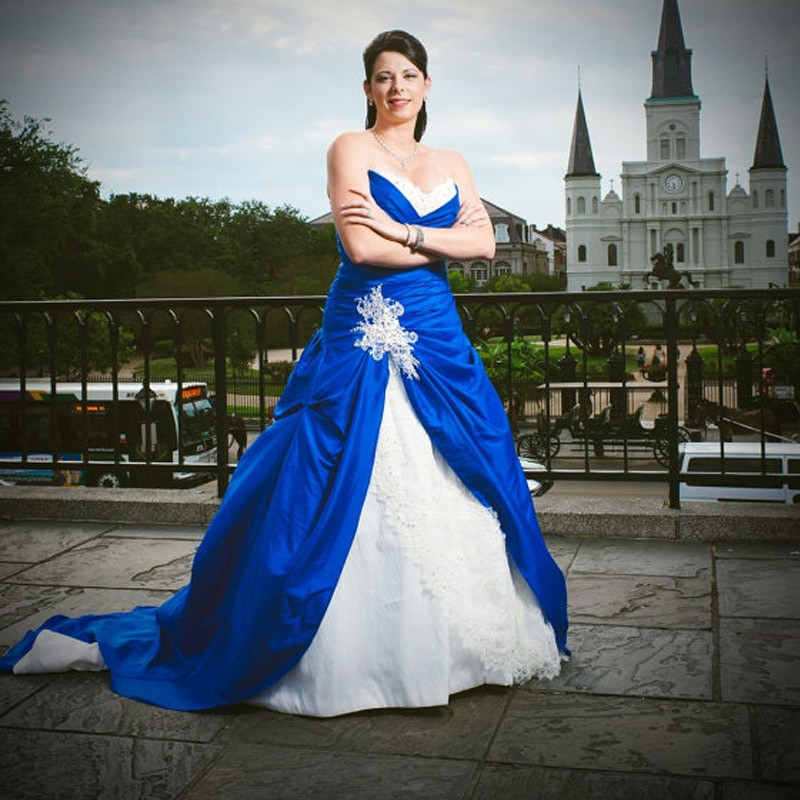 Royal Blue And White Wedding Dresses
 SoDigne Gothic Royal Blue Wedding Dresses With White And