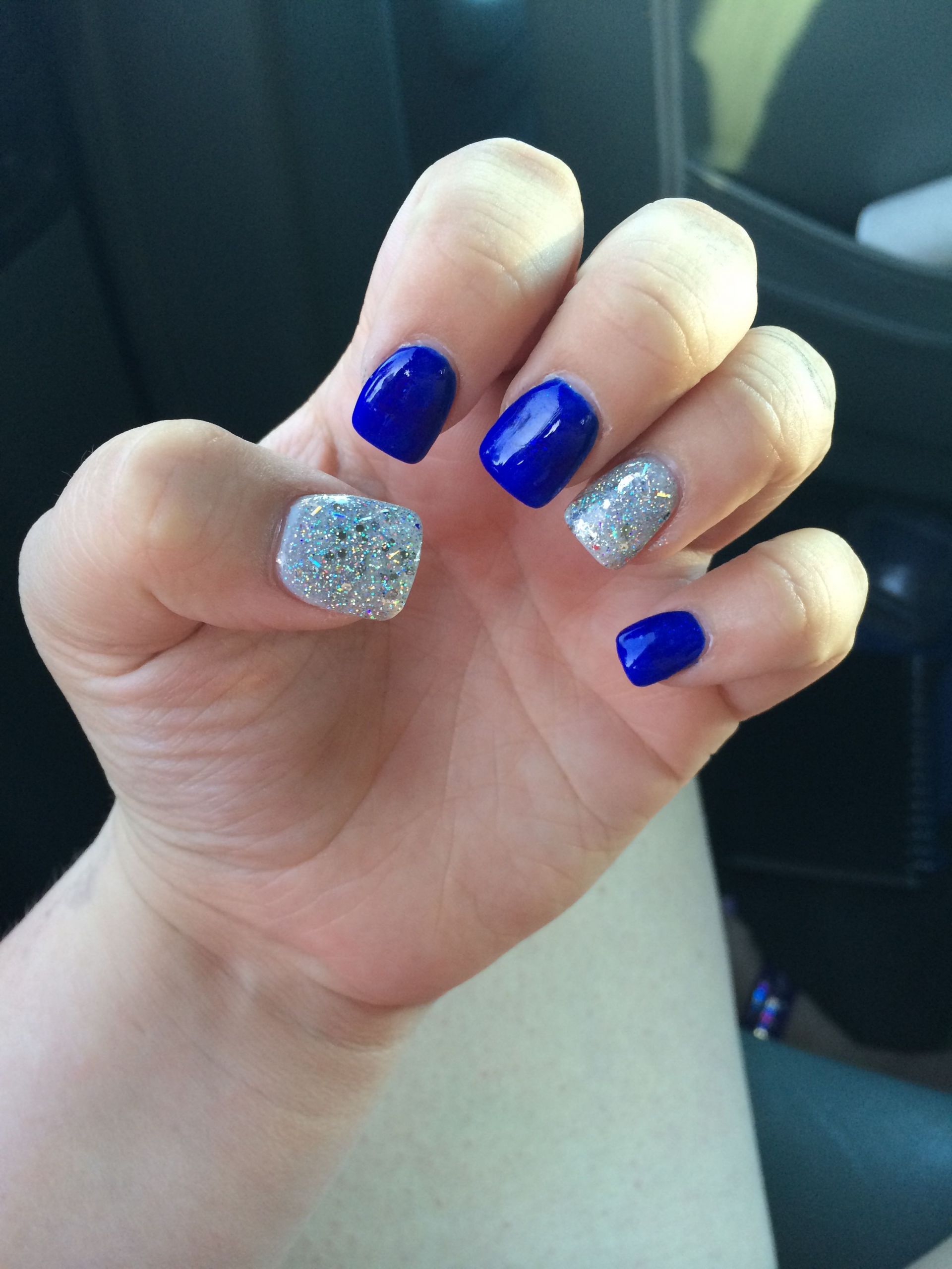 Royal Blue Glitter Nails
 The Best Royal Blue Coffin Nails With Silver Glitter
