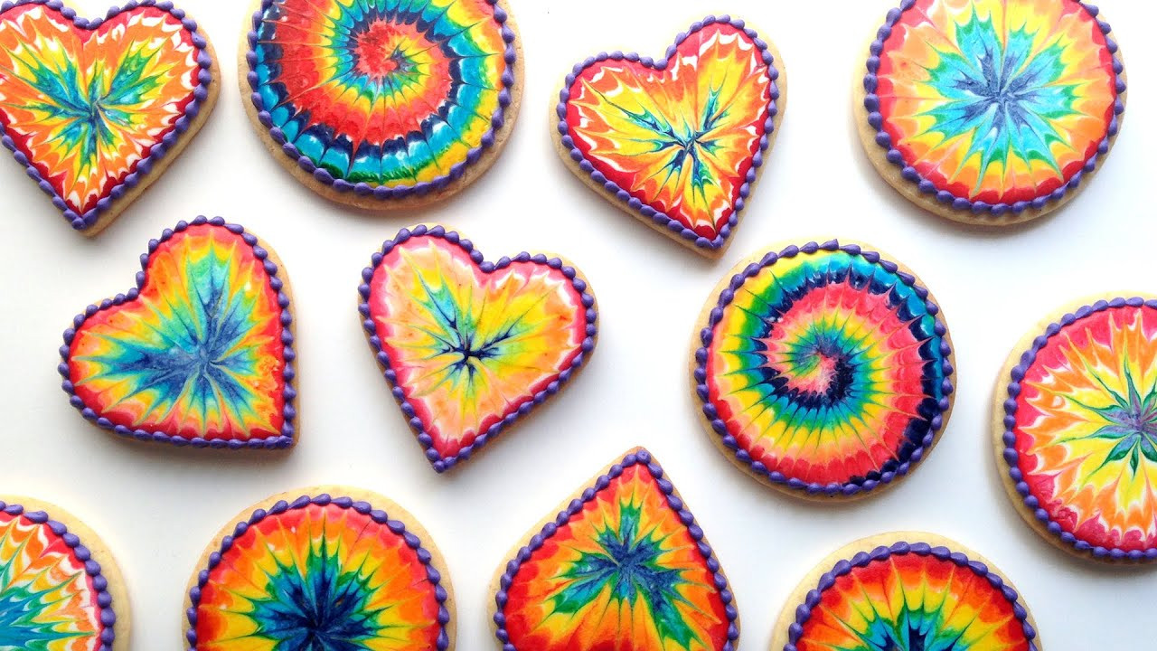 Royal Icing Sugar Cookies
 How To Decorate Rainbow Tie Dye Cookies With Royal Icing