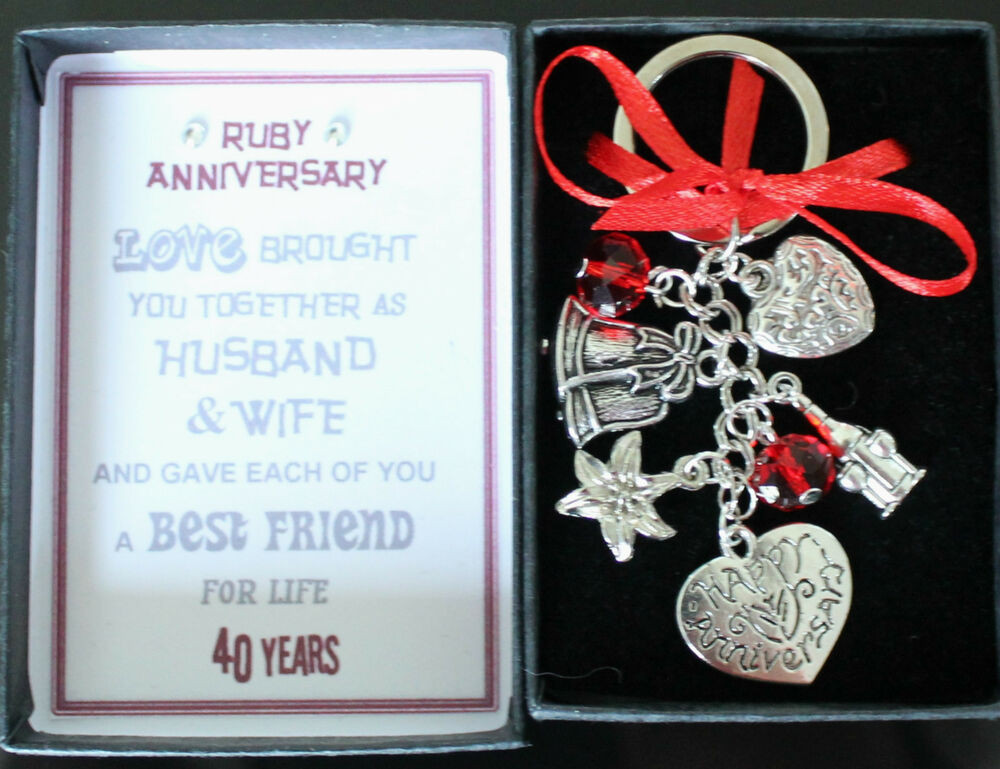 Ruby Anniversary Gift Ideas
 Happy 40th Ruby Wedding Anniversary Gift Keyring Keepsake