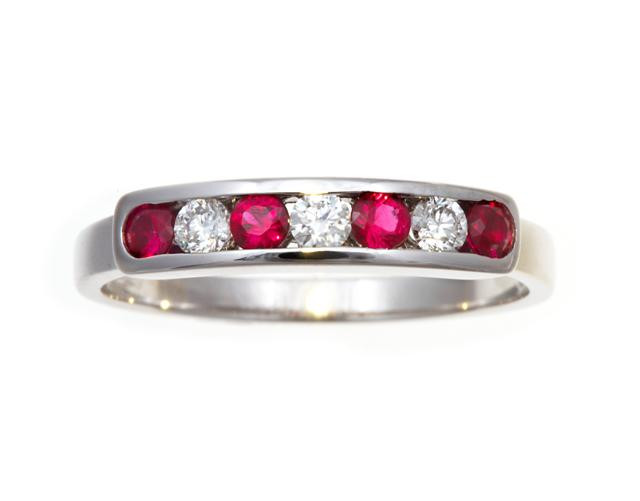 Ruby Diamond Eternity Rings
 18ct white gold ruby and diamond seven stone eternity