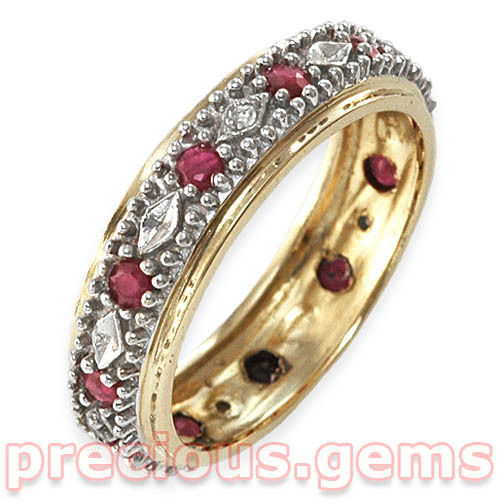 Ruby Diamond Eternity Rings
 9ct Yellow & White Gold Ruby & Diamond FULL Eternity Ring