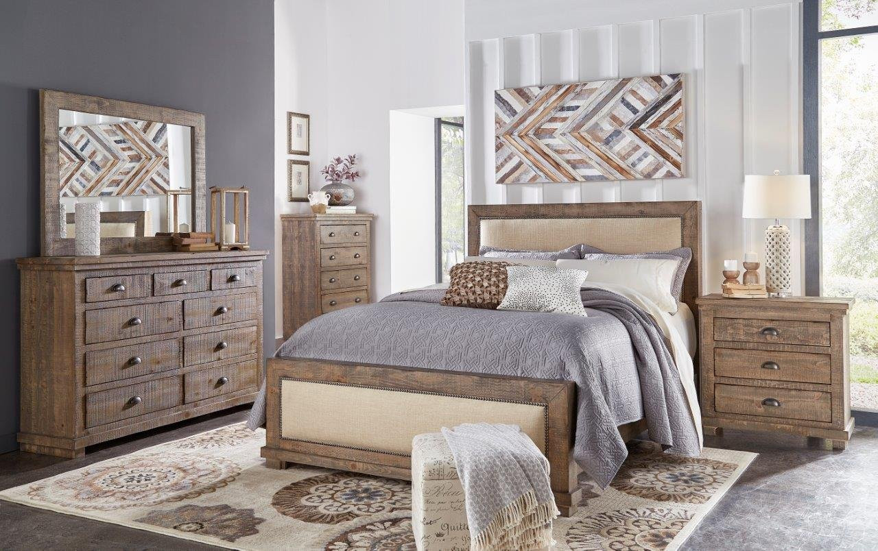 Rustic Bedroom Furniture Sets
 Pine & Gray Casual Rustic 6 Piece King Bedroom Set