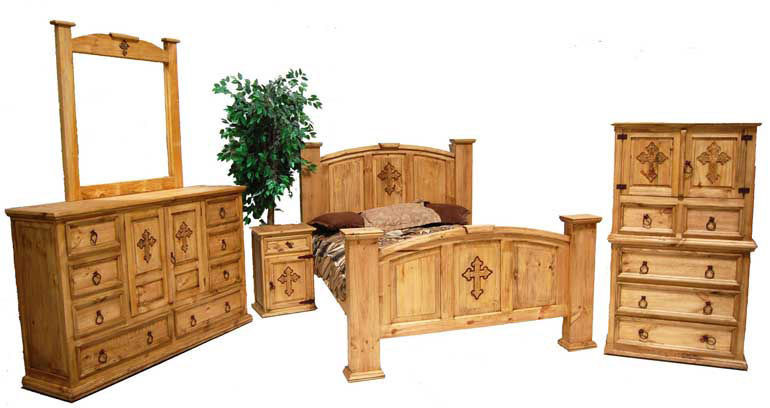 Rustic Bedroom Furniture Sets
 Honey Rustic Cross Bedroom Set Western Real Solid Wood