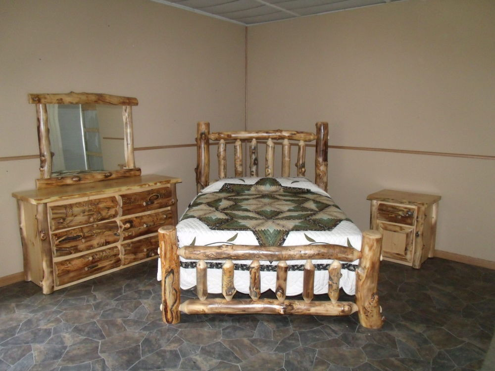Rustic Bedroom Set
 Rustic Aspen Log BEDROOM SET QUEEN plete Bed Dresser