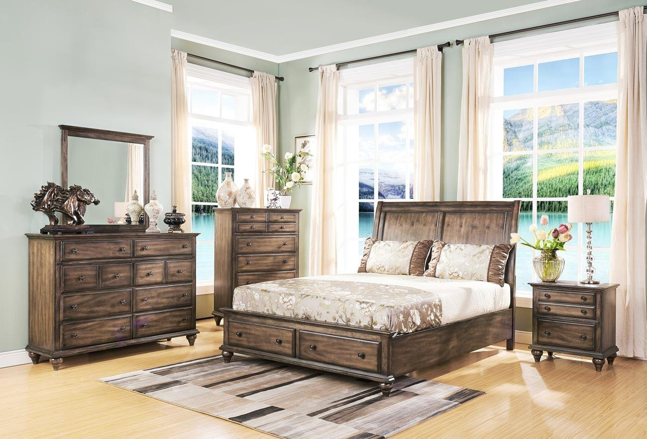 Rustic Bedroom Set King
 Fortuna Rustic 5 Piece Cal King Bedroom Set with Chest in