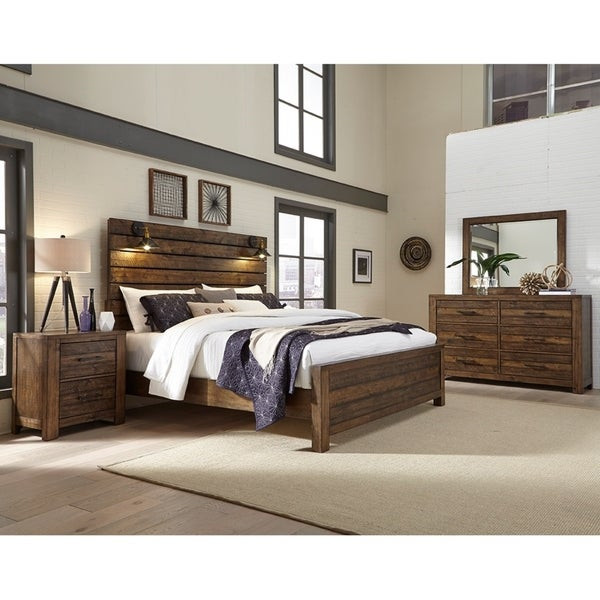 Rustic Bedroom Set King
 Shop Dajono Rustic Brown Finish 6 Piece Bedroom Set King