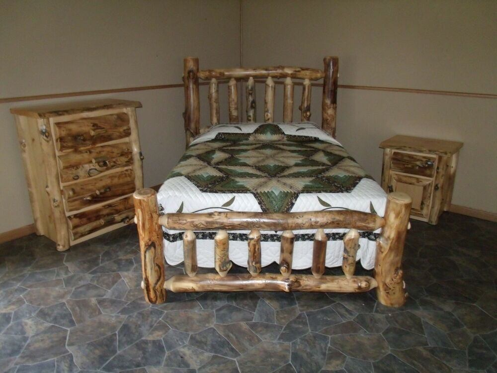 Rustic Bedroom Set King
 Rustic Aspen Log BEDROOM SET KING plete Bed 4 Drawer