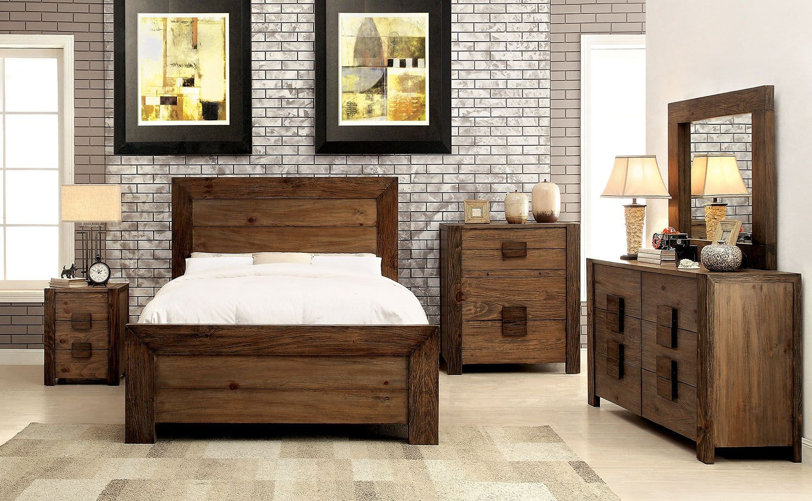 Rustic Bedroom Sets
 Aveiro Rustic Natural Panel Bedroom Set from Furniture of