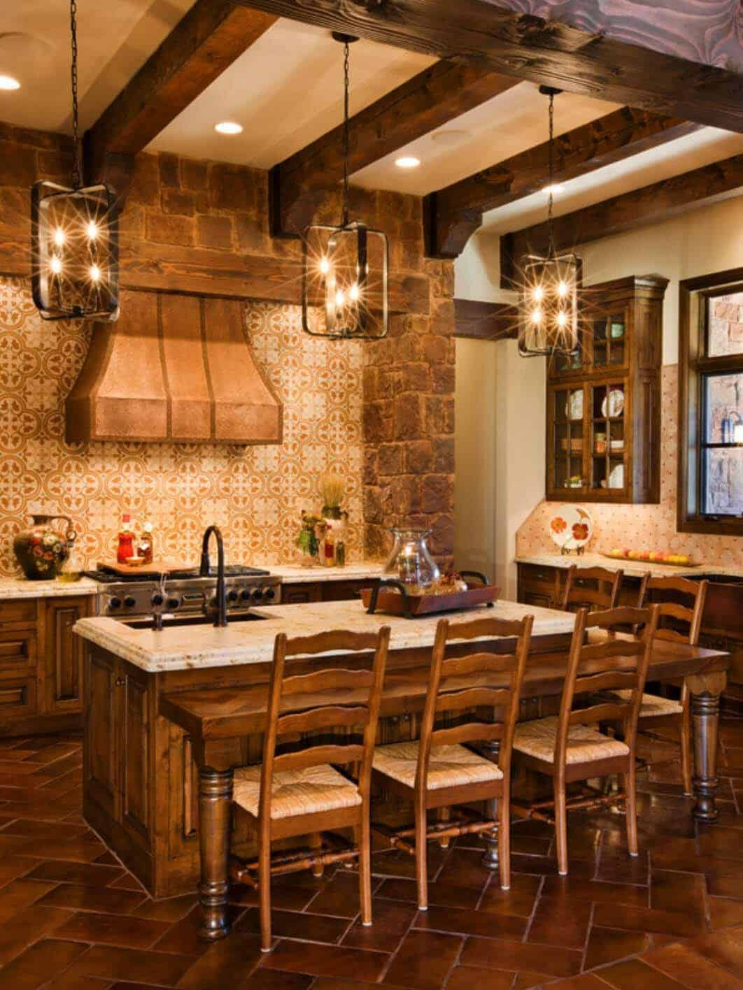 Rustic Country Kitchen
 Rustic Texas hill country home blends with old world elegance