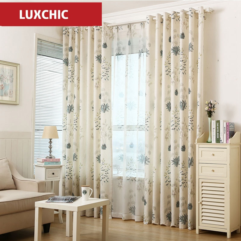 Rustic Curtains For Living Room
 Rustic Floral Herb Printed Linen Curtains for Living Room
