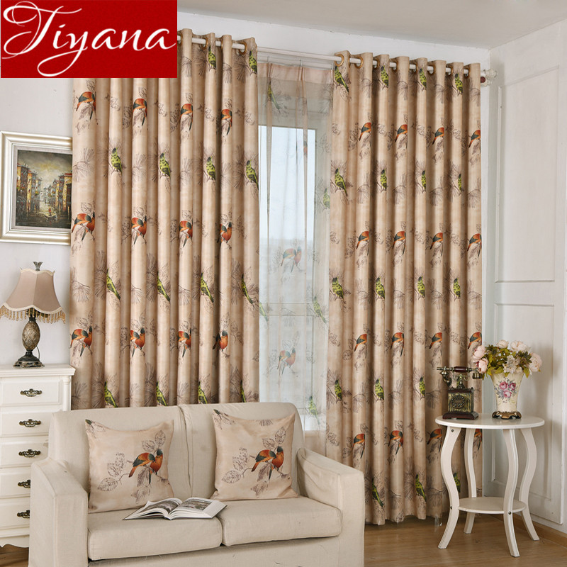 Rustic Curtains For Living Room
 Birds Curtains Printed Sheer Voile Window Screen Yarn