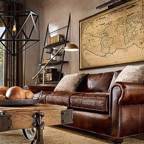 Rustic Industrial Living Room
 This is a gentlemen’s dream living room classy rustic