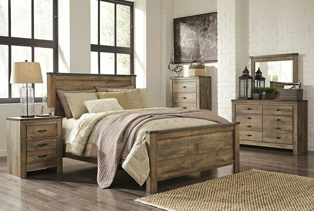 Rustic King Bedroom Sets
 Ashley Trinell Queen Rustic 6 Piece Bed Set Furniture B446