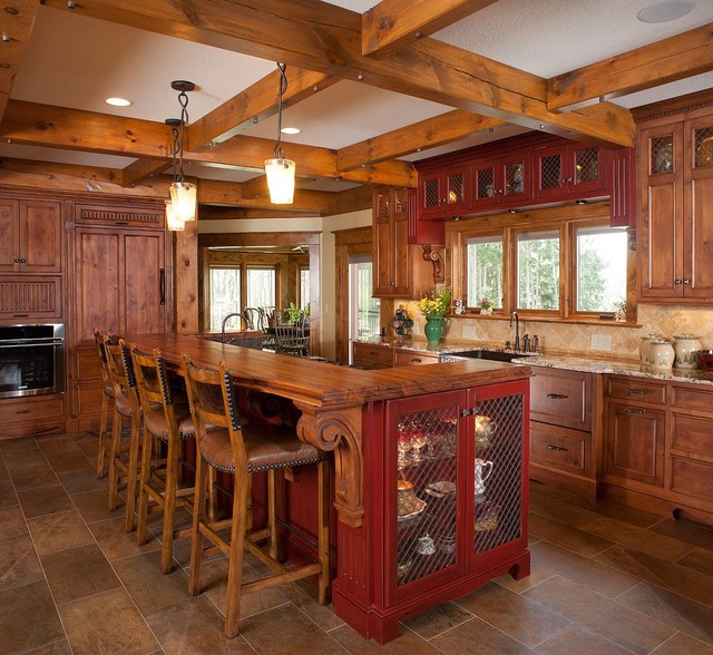 Rustic Kitchen Islands
 Rustic Log Home Rustic Kitchen other metro by