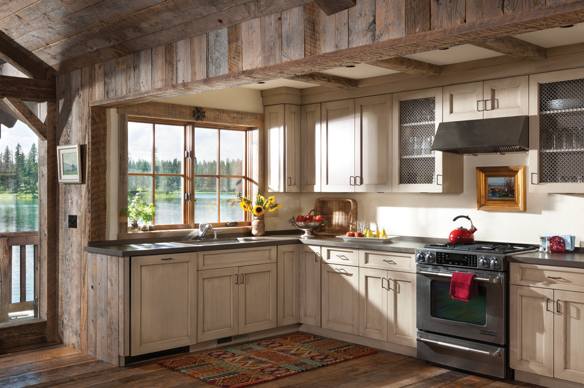 Rustic Kitchen Pictures
 Rustic open kitchen with reclaimed wood siding in this