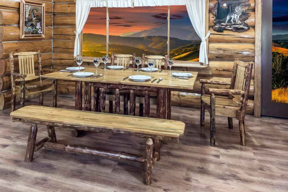 Rustic Kitchen Sets
 Rustic Kitchen Table Chairs Bench Set Amish Made Log Cabin