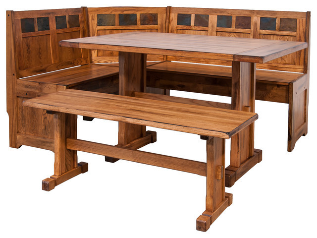 Rustic Kitchen Sets
 Sedona Breakfast Nook Set With Side Bench Rustic Oak