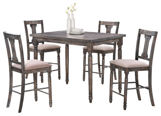 Rustic Kitchen Sets
 Demi Smoked Gray Counter Height 5 Piece Set Rustic