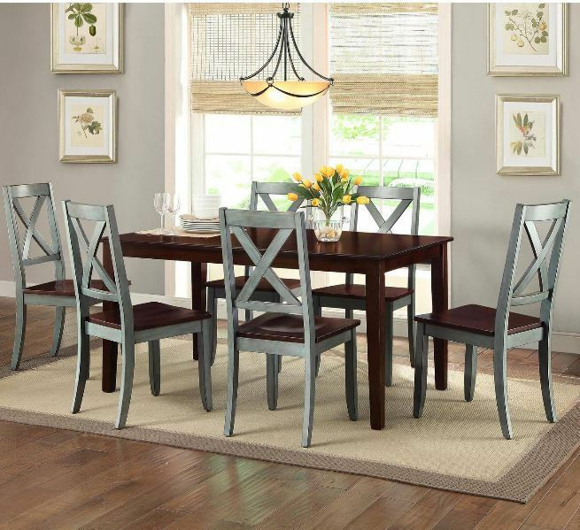 Rustic Kitchen Sets
 Farmhouse Dining Table Set Rustic Country Kitchen 7 Piece