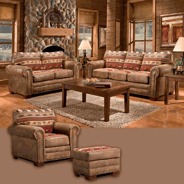 Rustic Living Room Set
 Forest Tapestry 4 Piece Set