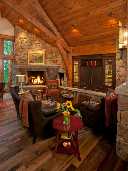 Rustic Living Rooms With Fireplace
 Corner Stone Fireplace Ideas Remodel and Decor
