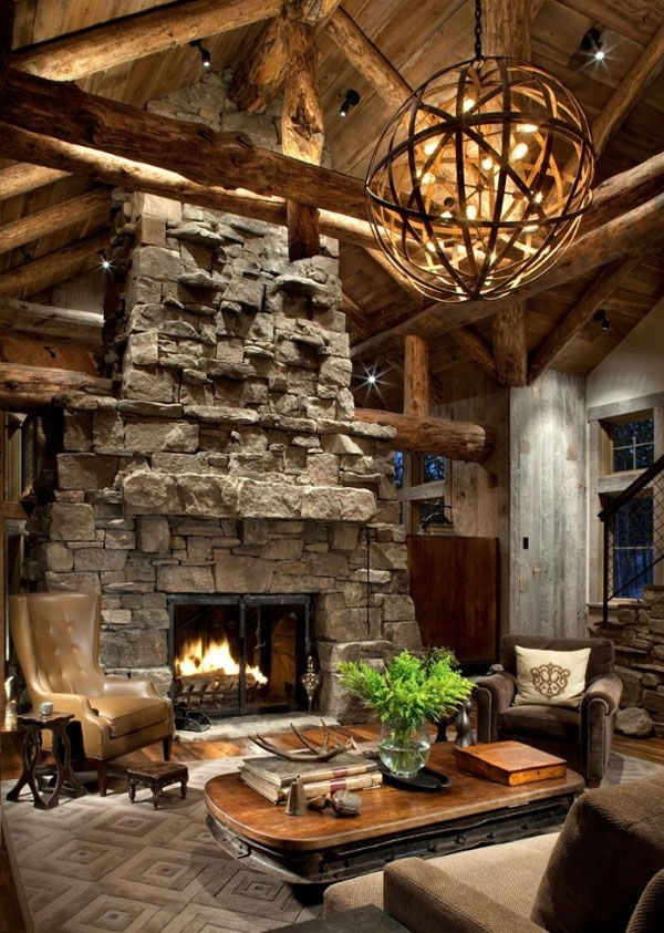 Rustic Living Rooms With Fireplace
 Impressive Rustic Cabin and Cottage Interior Designs