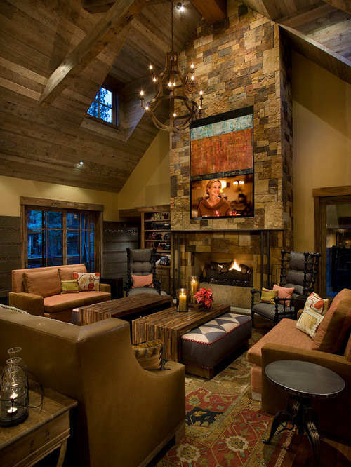 Rustic Living Rooms With Fireplace
 Tv Over Fireplace Home Design Ideas Remodel and