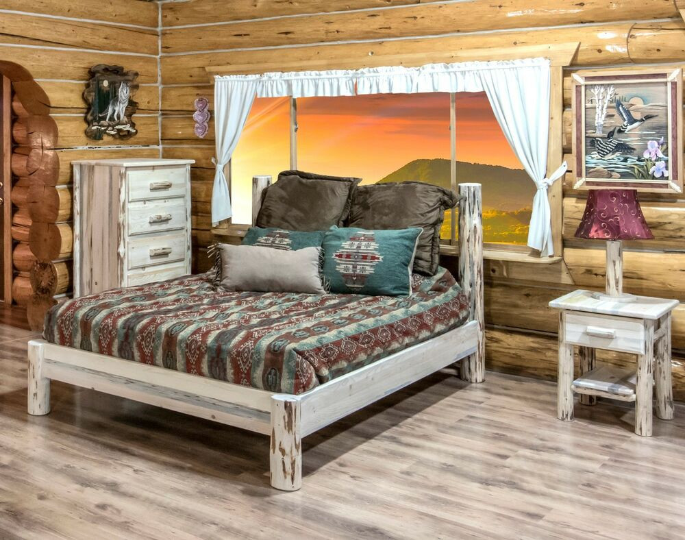 Rustic Log Bedroom Set
 AMISH Log Bedroom SET Rustic Log Cabin Bed Dresser and