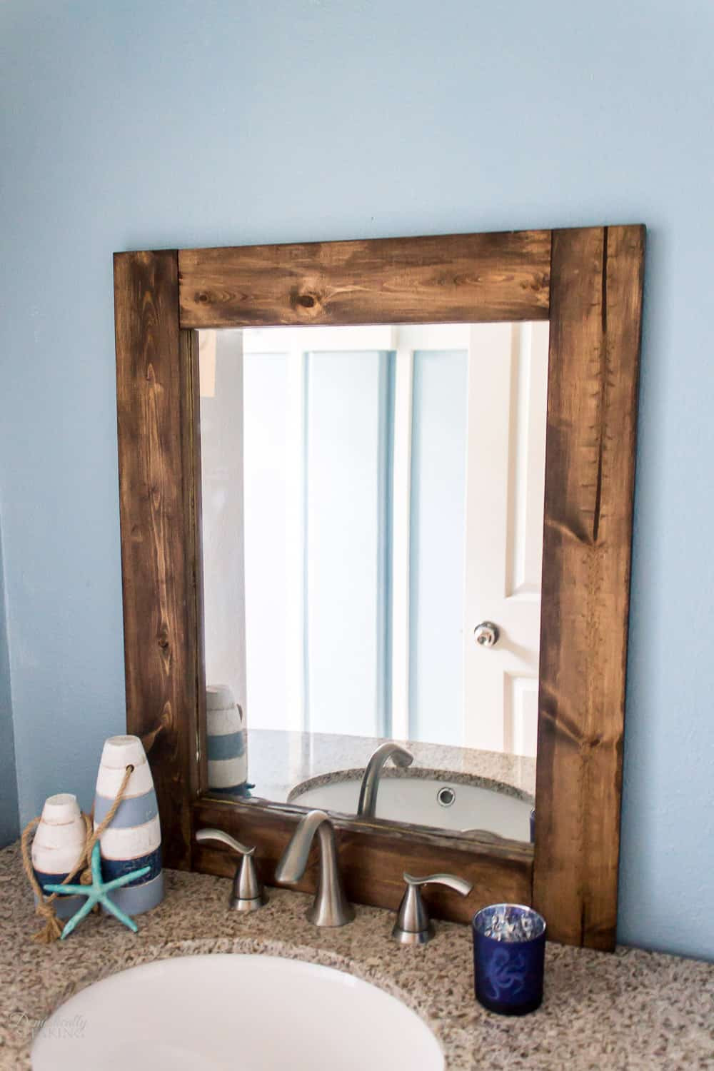 Rustic Mirror For Bathroom
 DIY Rustic Bathroom Mirror Domestically Speaking