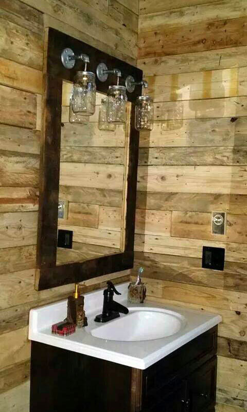 Rustic Mirror For Bathroom
 Rustic barnwood MIRROR LIGHT mason jar vanity farmhouse style