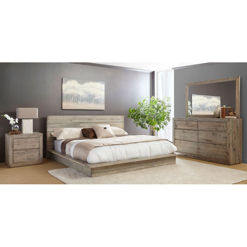 Rustic Queen Bedroom Set
 White Washed Modern Rustic 4 Piece Queen Bedroom Set
