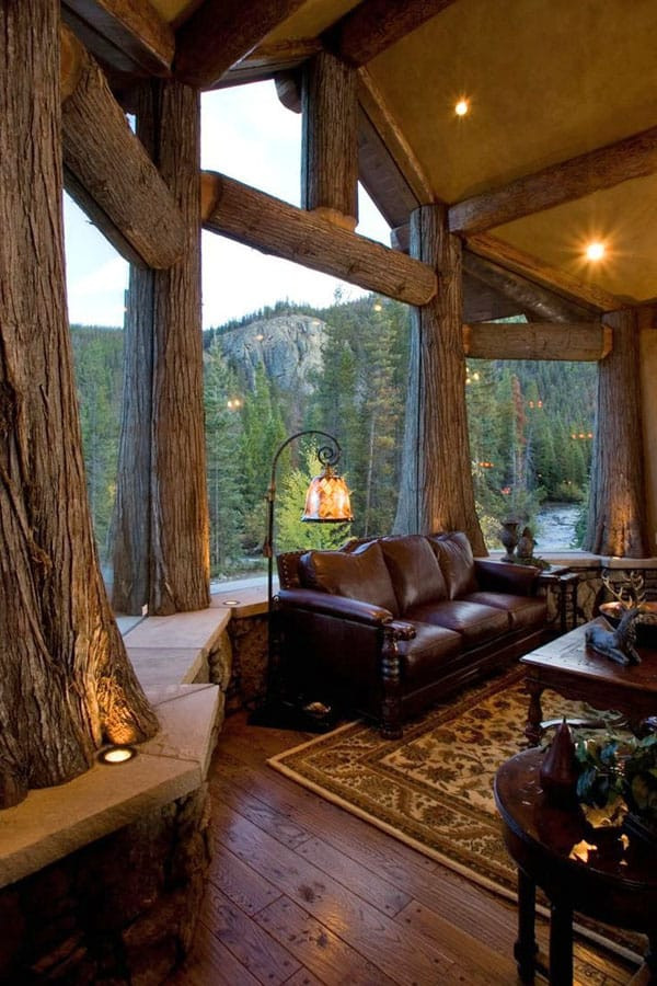 Rustic Themed Living Room
 47 Extremely cozy and rustic cabin style living rooms