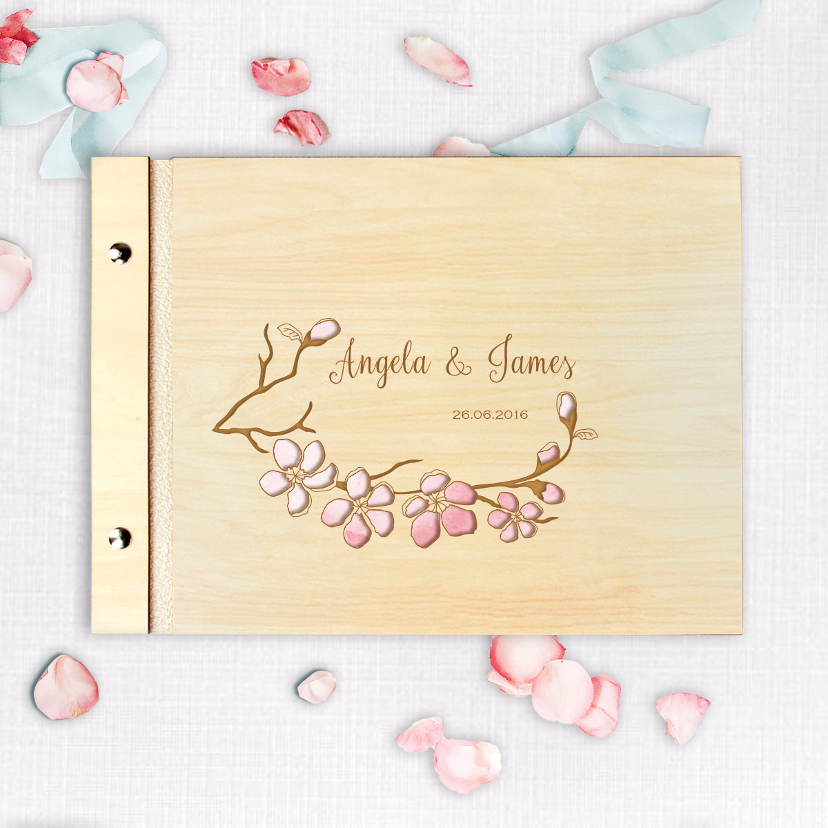 Rustic Wedding Guest Book Uk
 Wooden Wedding Guest Book Rustic Guestbook Cherry Blossom
