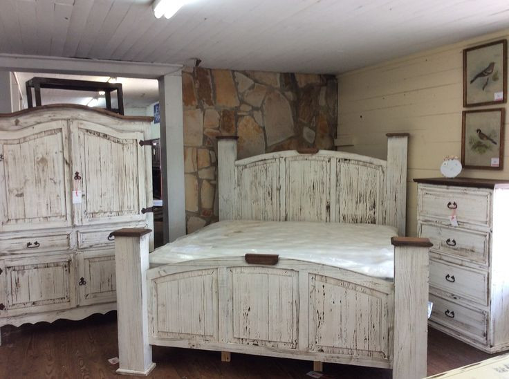 Rustic White Bedroom Set
 Texas Rustic of Louisiana s "Antique White" Bedroom Group