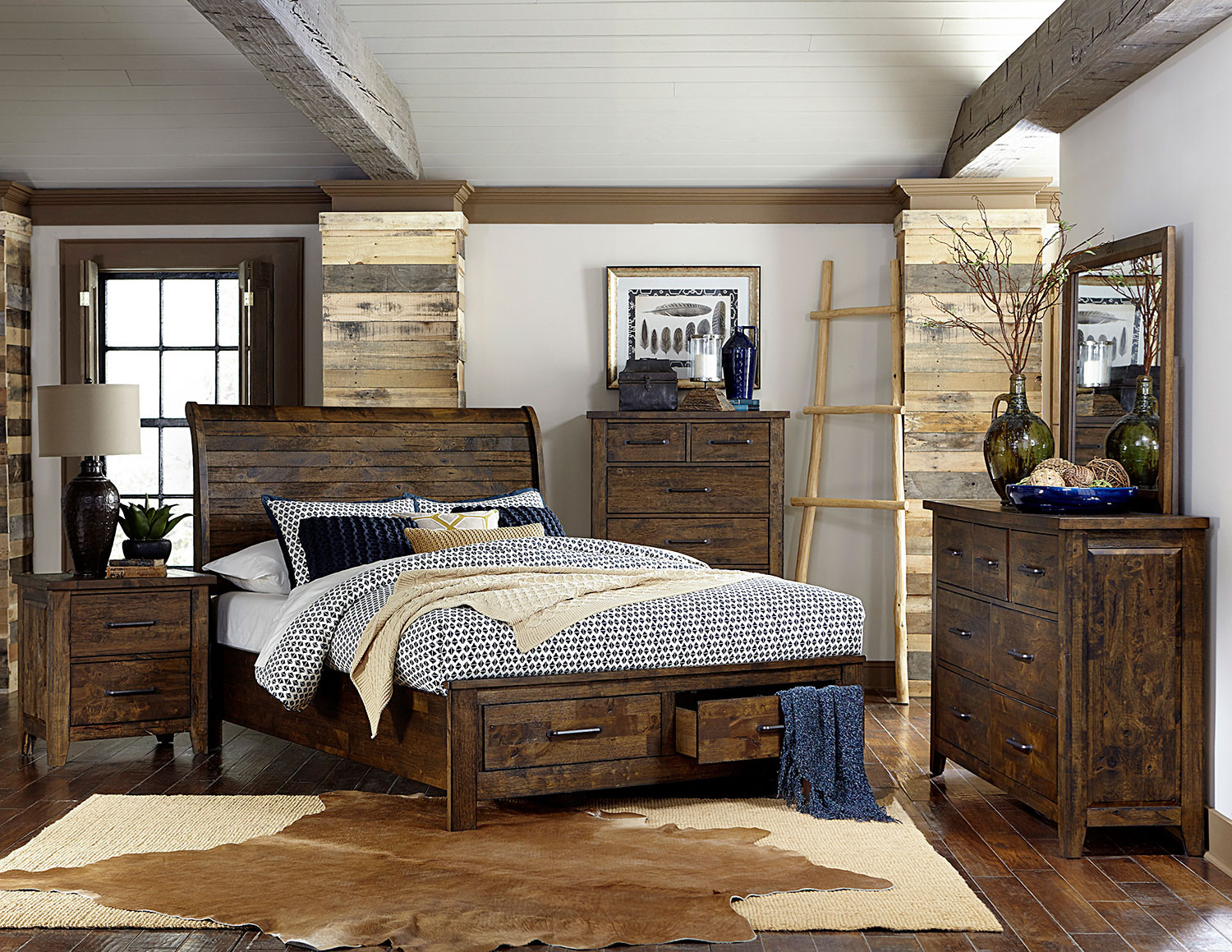 Rustic Wood Bedroom Furniture
 Homelegance Jerrick Sleigh Platform Storage Bedroom Set