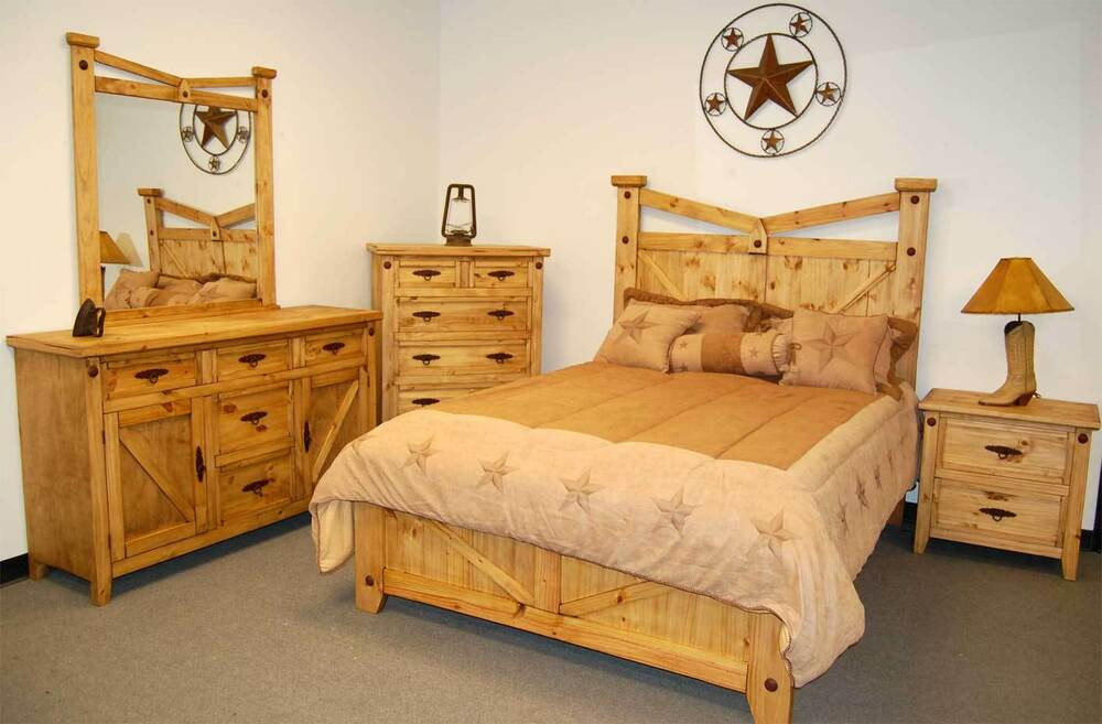 Rustic Wood Bedroom Set
 Rustic Santa Fe Bedroom Set Queen Real Wood Western Cabin