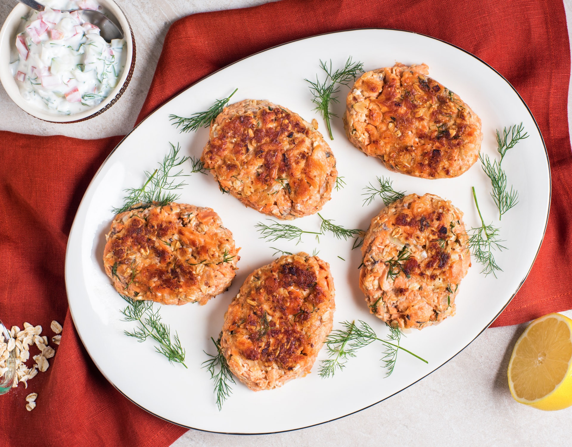 Salmon Patties With Oatmeal
 Dilled Salmon Cakes