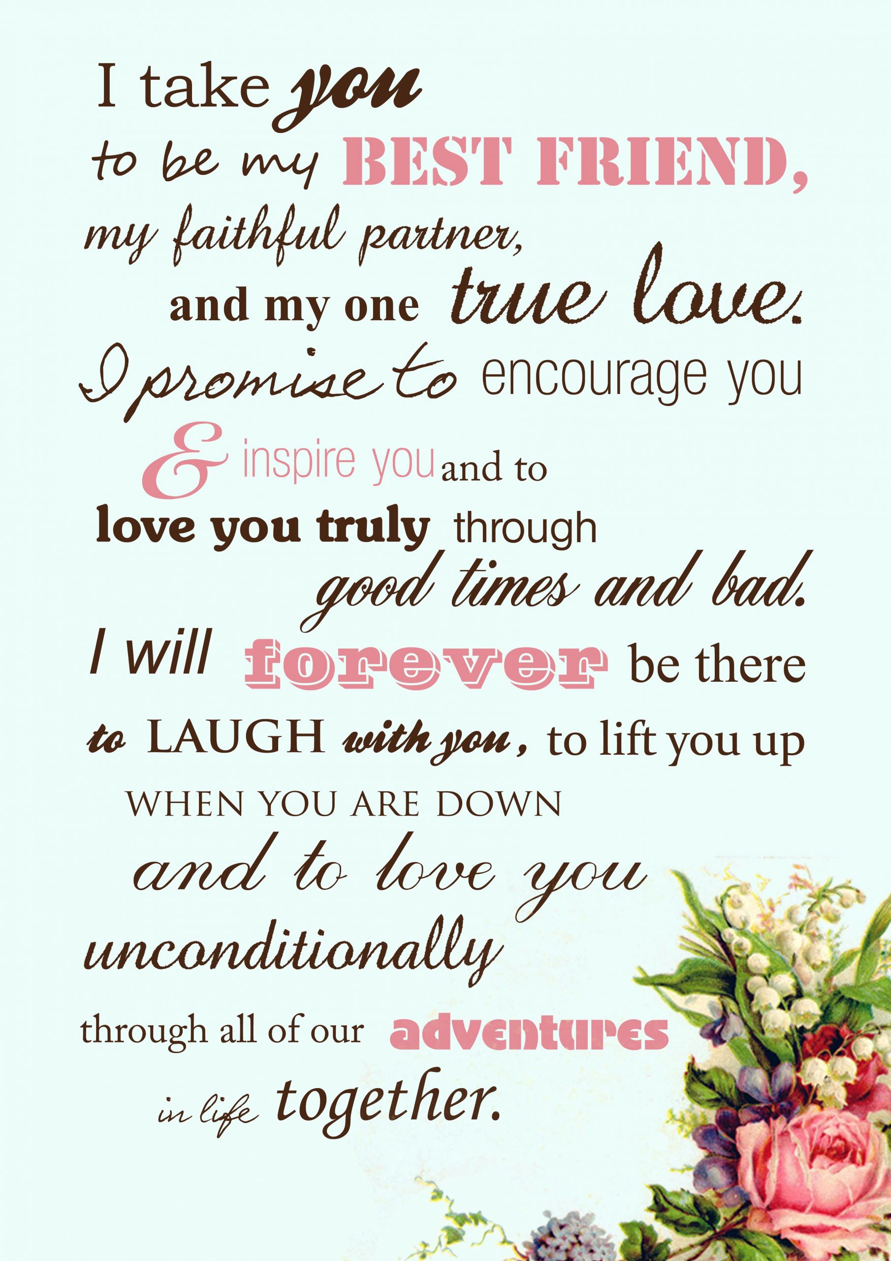 Sample Funny Wedding Vows
 Beautiful wedding vows instead of the traditional by the