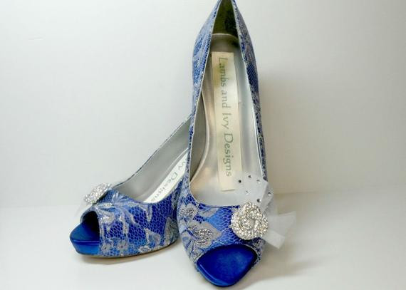 Sapphire Blue Wedding Shoes
 Sapphire Blue Heels Blue Wedding Shoes by lambsandivydesigns