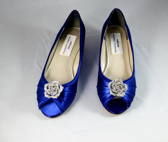 Sapphire Blue Wedding Shoes
 Sapphire Blue WIDE Wedding wedge 1 wedge by TheCrystalSlipper