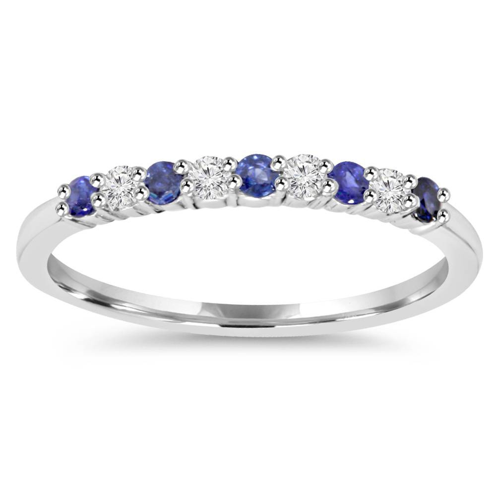 Sapphire Wedding Ring
 1 4Ct Blue Sapphire & Diamond Wedding Ring 10K White Gold