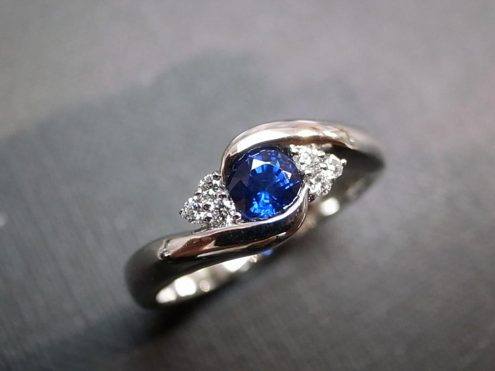 Sapphire Wedding Ring
 Diamonds Wedding Ring With Blue Sapphire In 14K White Gold